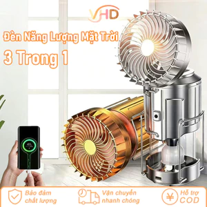 Đèn Năng Lượng Mặt Trời 3in1 - Tích Hợp Quạt & Sạc Điện Thoại, Chống Nước/Bụi, Sạc Nhanh, Đa Năng Cho Cắm Trại