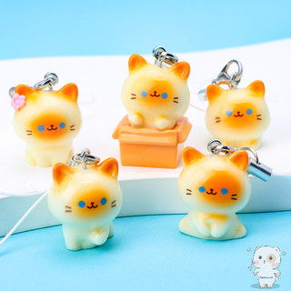 【Chamvn】Dây đeo điện thoại hình mèo Xiêm 3D màu cam dễ thương cặp đôi  móc khóa dành cho bạn thân mặt dây chuyền hoạt