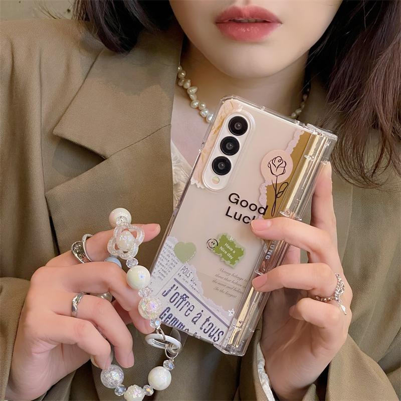 Vintage Hoa Hồng Báo Ốp Lưng Điện Thoại Thích Hợp Cho Samsung Galaxy ZFold7 zfold6 Dây Gấp Vỏ Cứng Cho Z Fold 7 6 5 5G Vỏ Bảo Vệ