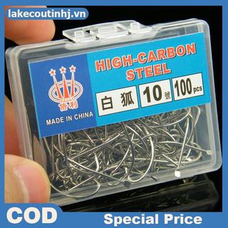 Lu 100 Chiếc Đóng Hộp Cáo Trắng Móc Thép Gai Bạc Thép Carbon Cao Cho Pelteobagrus Fulvidraco Và Snapper Câu Cá tinhj