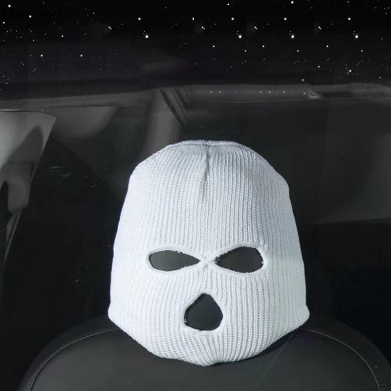 Cod 1 cái bọc ghế xe hơi đeo mặt nạ mũ dệt kim mũ trùm đầu Halloween Trang trí phụ kiện cảnh báo chống trộm xe hơi