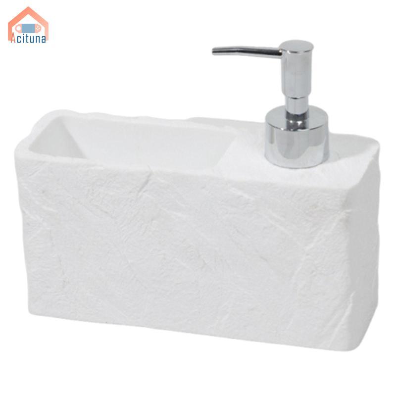 Phụ kiện hộp đựng xà phòng có máy bơm. Nhỏ gọn, thiết thực, dễ sử dụng. Dụng cụ sắp xếp nhựa bền cho miếng bọt biển, cọ tắm và miếng cọ rửa.