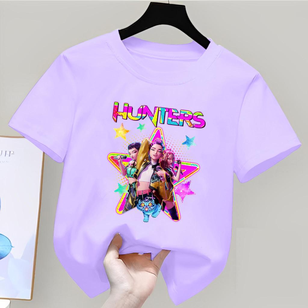 RUMI MIRA ZOEY Quần Áo Trẻ Em Vải Thun Chất Lượng Áo Sơ Mi Màu HUNTRIX KPOP DEMON