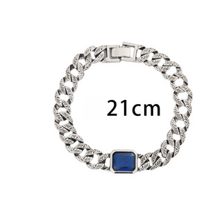 Nam Đồng Hồ Cuba-Link Đá Sapphire Cao Cấp - Thời Trang