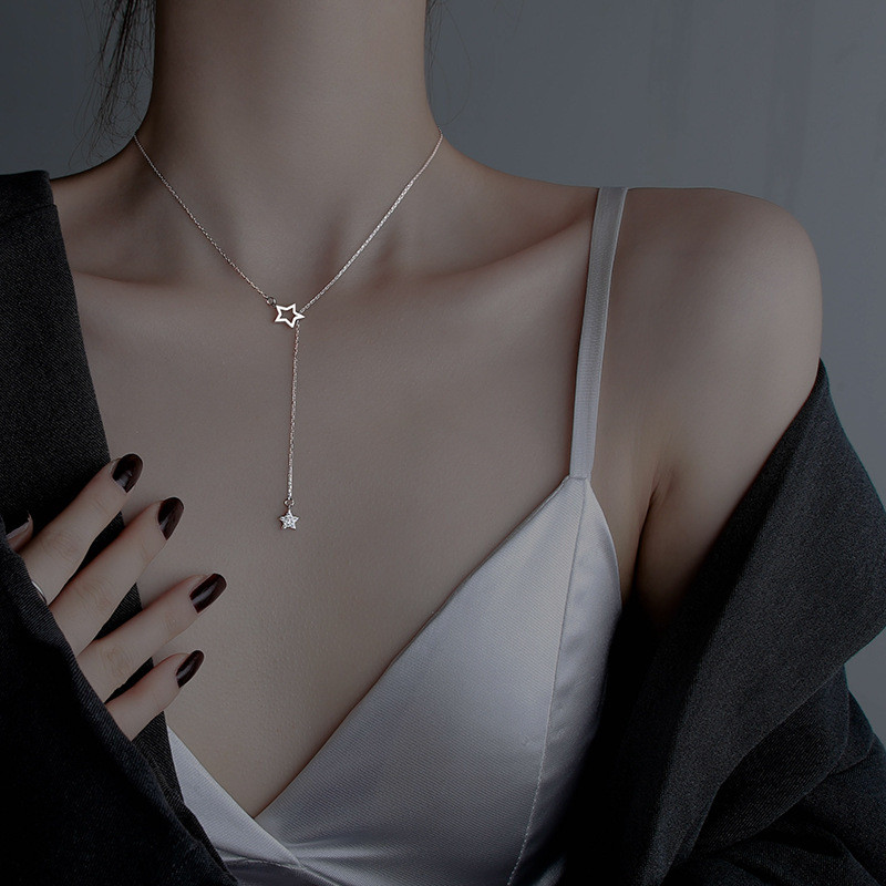 Vòng cổ ngôi sao đa năng đơn giản bằng bạc s925