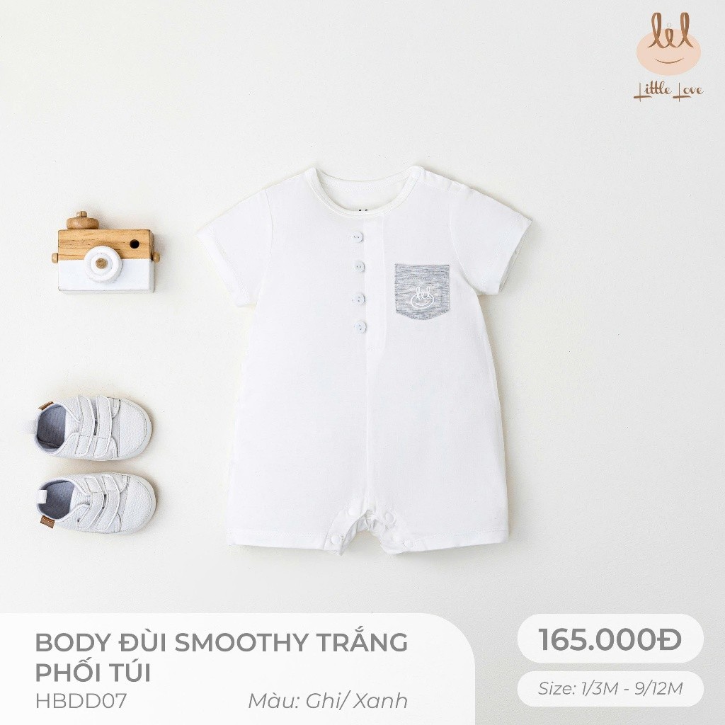 BODY ĐÙI VẢI SỢI TRE [ SIÊU MỀM, MÁT, MỊN CO DÃN VÀ THẤM HÚT TỐT] TRẮNG PHỐI SZ 1/3M - 9/12M (HBDD07)