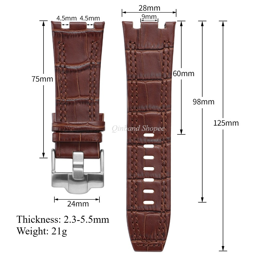 Dây đeo đồng hồ bằng da 28mm cho AP Audemars Royal Oak Offshore Da thật Da bò Dây đeo đồng hồ thay thế cho nam nữ