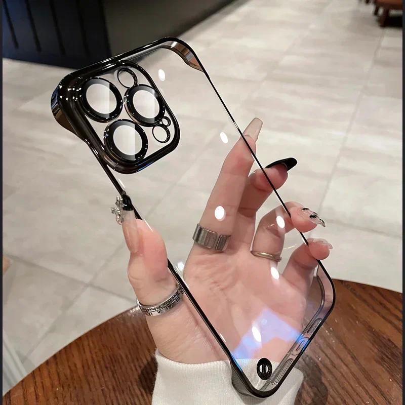 Ốp điện thoại trong suốt mạ siêu mỏng sang trọng cho iPhone 17 16 15 14 13 12 11 Pro Max 16 Plus Vỏ cứng trong suốt chống sốc cứng