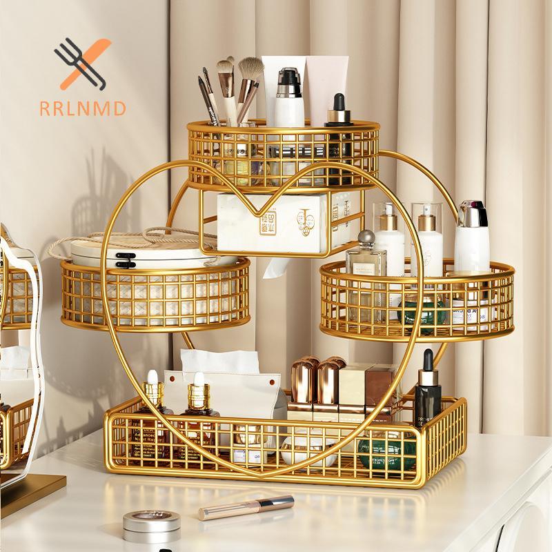 RRLNMD 1 Dụng Cụ Sắp Xếp Mỹ Phẩm Bằng Kim Loại Phủ Nhẹ Không Lắp Đặt Trang Điểm Lưu Trữ Ra Hiện Đại Vanity Để Bàn Kệ MỚI