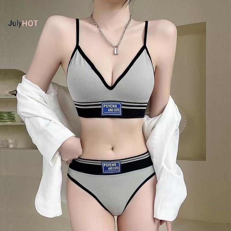 Gợi Cảm Camisole Chữ Khâu Gân Màu Sắc Tương Phản và Bộ Bikini Quần Lót