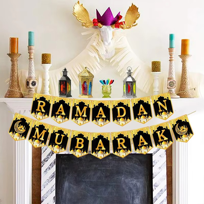 [Sẵn Sàng] 2026 Ramadan Treo Đồ Trang Trí Xoắn Eid Mubarak Biểu Ngữ Vòng Hoa Mặt Trăng Ngôi Sao Nhà Thờ Hồi Giáo Streamer Vòng Hoa Hồi Giáo Trang Trí Tiệc Hồi Giáo