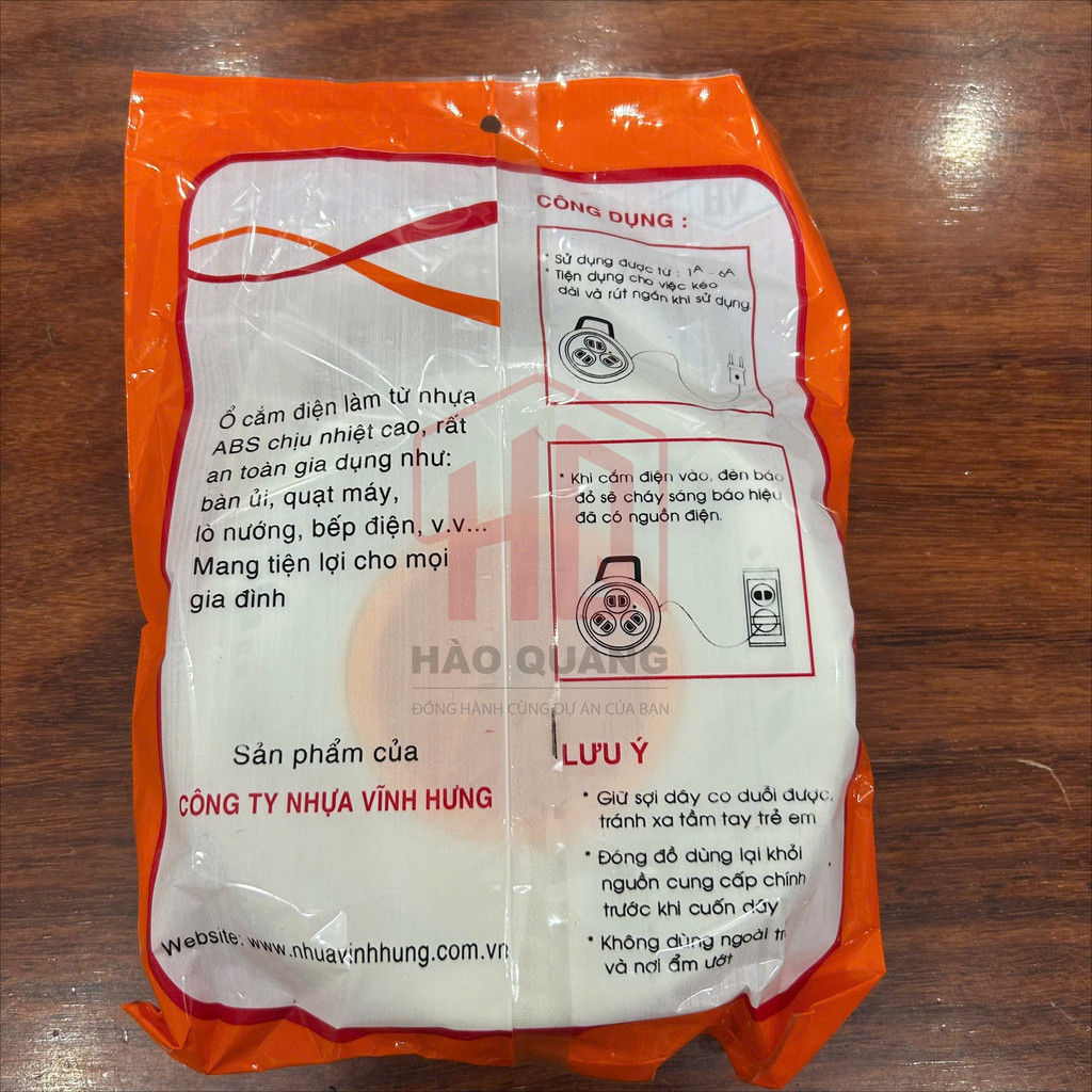 3 Ổ Cắm Quay Kéo Dài 10M Vĩnh Hưng – 3 Lỗ Cắm Đa Năng, Nhựa ABS Chịu Nhiệt, An Toàn Điện