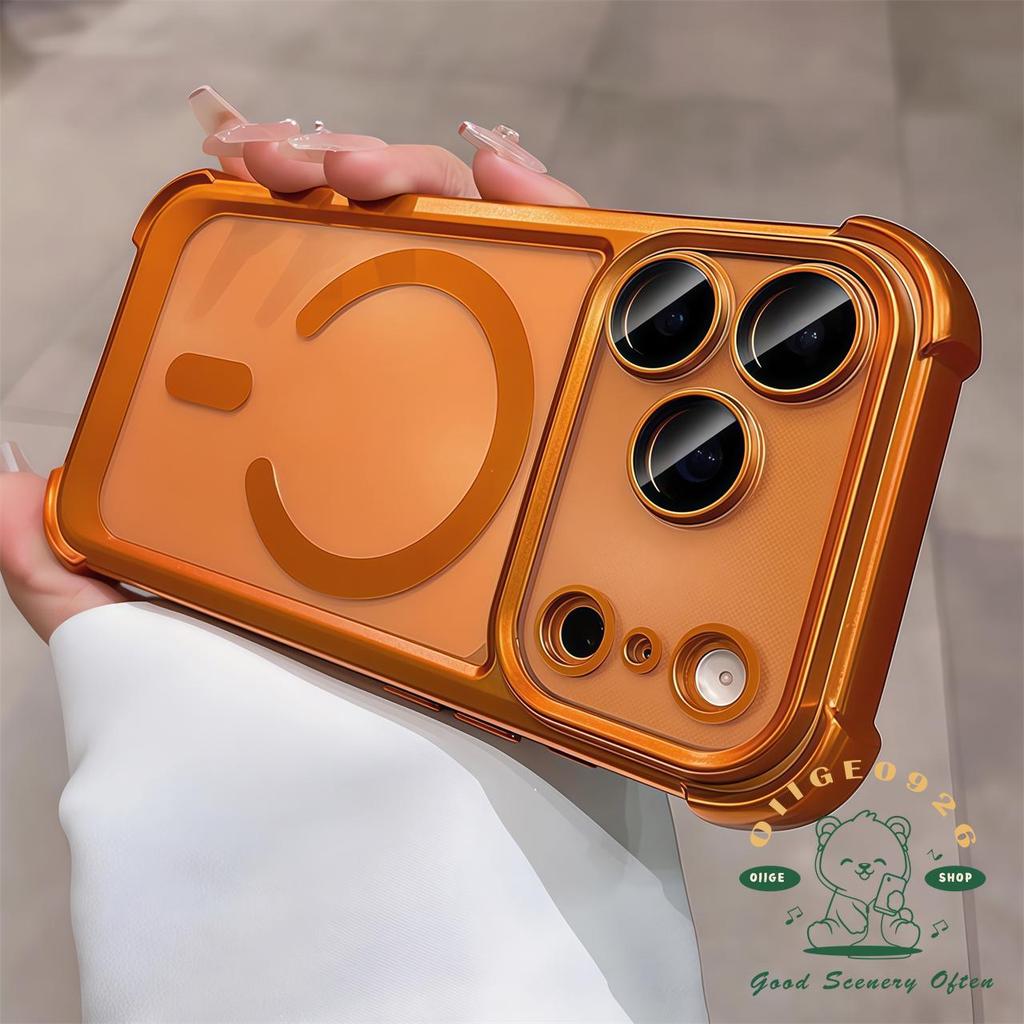 【 Ốp lưng iPhone17 】 Vỏ điện thoại từ tính túi khí bốn góc mờ iphone17 Pro Max 16 15 14 13 cho vỏ iPhone Vỏ mềm silicon TPU chống sốc