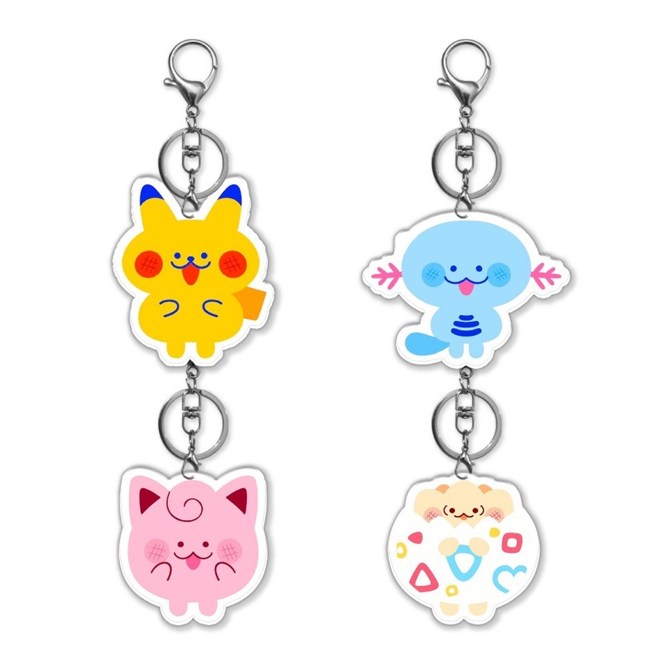 Diy Custom Clefairy Togepi Wooper Q Version Acrylic Keychain Cute Cartoons Backpack Pendant Accessories Creative Holid