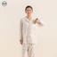 Phong Cách Nhật Bản Muji Phong Cách Văn Học Loungewear / Sợi Hai Lớp Nữ Cotton Nguyên Chất Nhỏ Hoa Ngọc Lục Bảo Dài Tay Thời Trang Loungewear / Quần Dài Tay Cotton Nguyên Chất Khóa Màu Bộ Đồ Ngủ