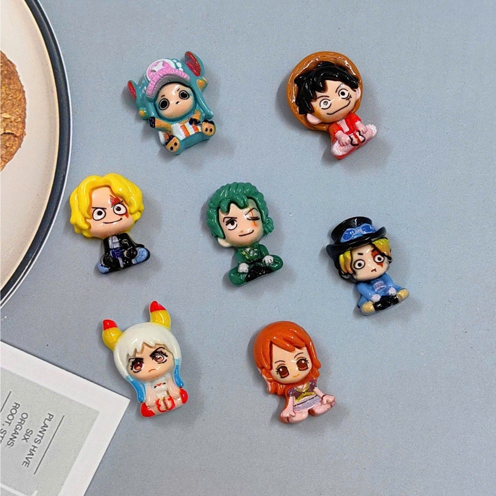 Set charm gắn dép: Charm OnePie Đảo hải tặc phong cách chibi, Monkey D. Luffy, Zoro, Sanji, Nami, Robin, Chopper, Sabo)