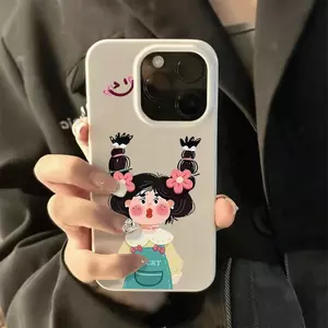 Trẻ em vui vẻ cô gái cho iPhone1516PROMAX trường hợp 1314PRO Bright Side XR đơn giản 12 mềm trường hợp