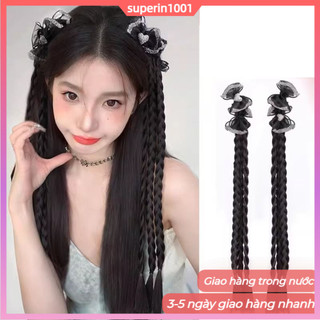 (Giao hàng tại địa phương) Bím tóc giả nhiều sợi với nơ kim cương ngọt ngào - Phụ kiện kẹp tóc thời trang