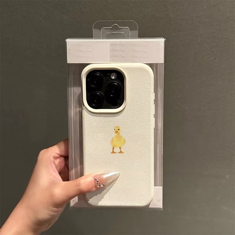 Dành Cho iPhone 11 16 14 15 12 13 Pro Max 17AIR 16e 15 14 Plus XR X XS Max Đơn Giản Dễ Thương Nhỏ Vịt Vàng Họa Tiết Vải Lánh Mềm Silicon