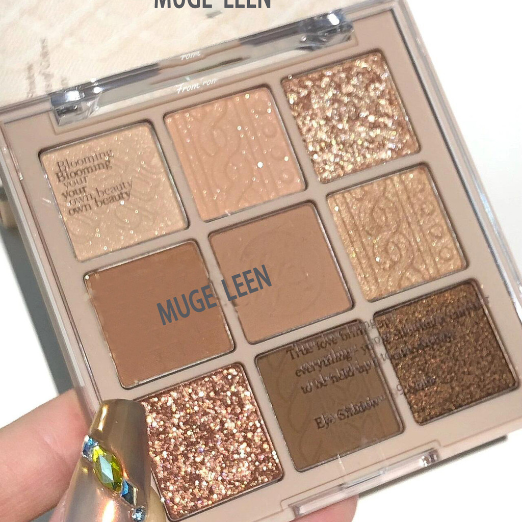 MUGELEEN Áo Len Dệt Kim Phấn Mắt Bảng Màu Đất Mờ Cam Nâu Ngọc Trai Nhấp Nháy Chocolate Chín Màu Phấn Mắt