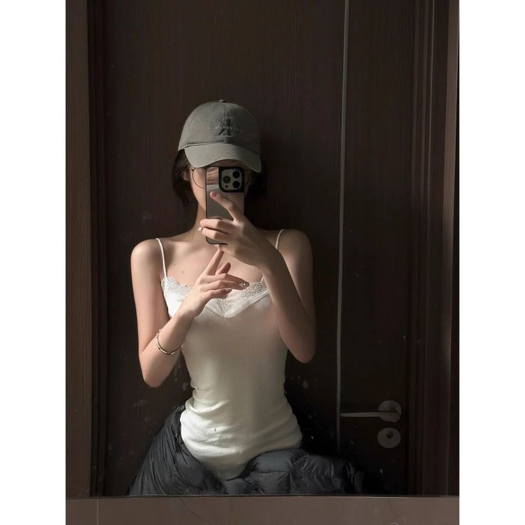 Áo vest camisole viền ren trắng Milyfashion cho phụ nữ mùa hè mới đơn giản đa năng đẹp lưng mặc bên trong sexy áo ôm sát bên ngoài