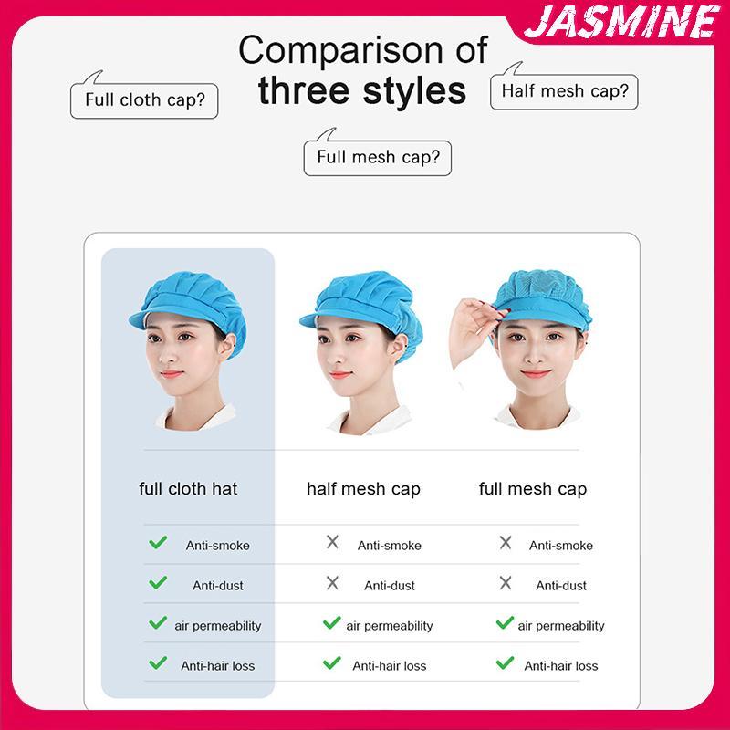 Mũ đầu bếp Jasmine chống bụi, phù hợp xưởng phục vụ và nhà máy thực phẩm