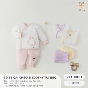 BỘ Sơ SINH CÀI CHÉO SỢI TRE KHÁNG KHUẨN [ SIÊU MỀM, MÁT,CO DÃN VÀ THẤM HÚT TỐT] SZ 0/3M - 3/6M TẶNG PHỤ KIỆN (HSCC001)