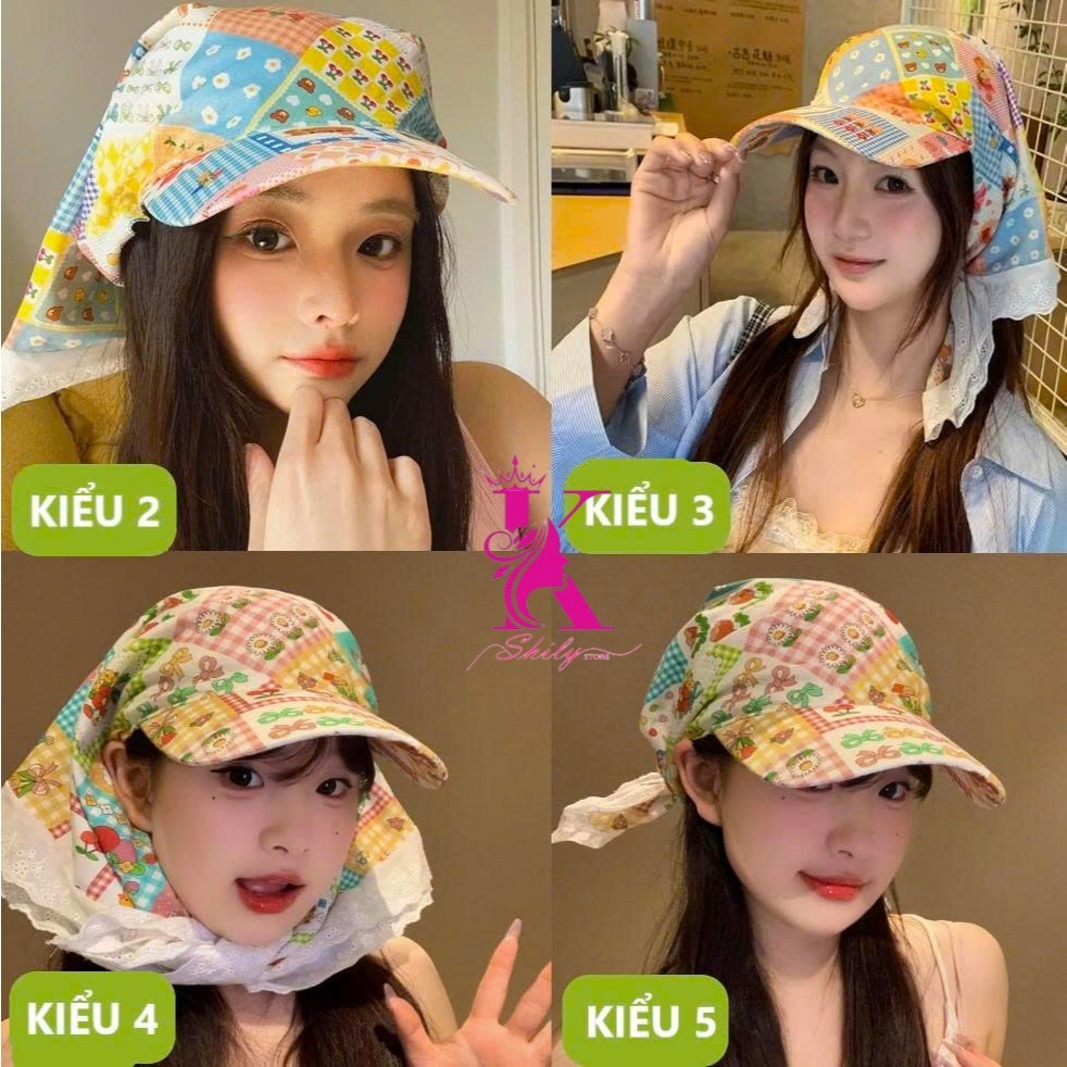 Mũ chống nắng ngăn 99% tia UV kèm khăn choàng thời trang bảo vệ toàn diện