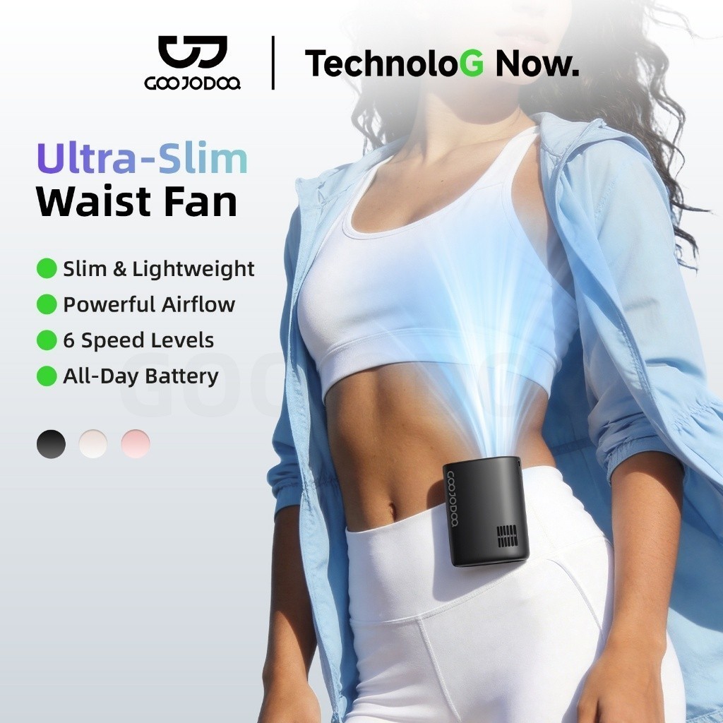 GOOJODOQ 3000mAh gắn thắt lưng tốc độ cao ​​Quạt có luồng không khí có thể điều chỉnh, rảnh tay, có thể đeo an toàn và màn hình kỹ thuật số trong suốt.