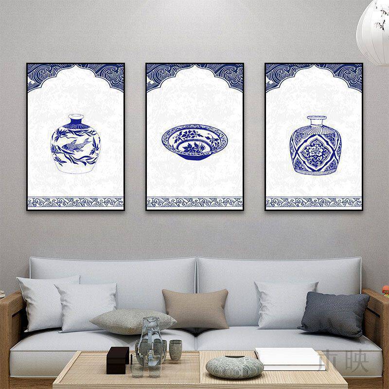 Trung Quốc Xanh Trắng Sứ Canvas Tranh Treo Tường Nghệ Thuật Cho Phòng Khách Học Lẩu Nhà Hàng Cổ Cửa Hàng Trang Trí Unframed