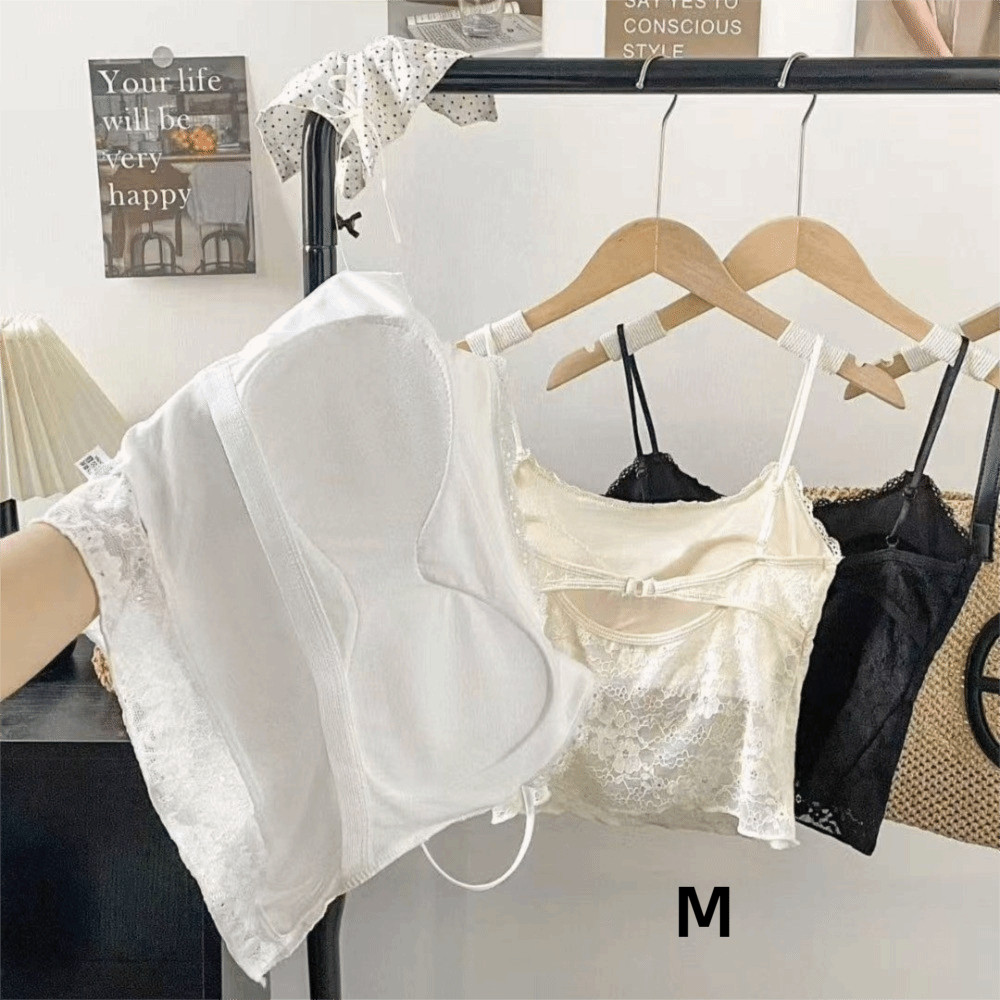 Hobbyin Beauty Back Bra - Kiểu dáng mùa hè với vải mỏng mát mẻ, thiết kế áo hai dây ren kiểu Pháp, miếng đệm ngực thời trang