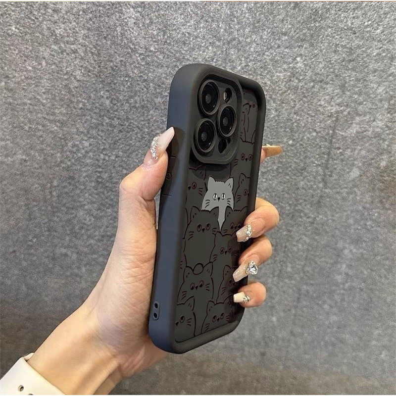 Ốp Điện Thoại OPPO A18 A38 A5S A5 A2 A76 5G Realme C51 C53 C55 5 5i 14 PRO A5 A9 2020 RENO 8 5G 6 Vì vậy Cặp Đôi Mèo Dễ Thương Silicon Hoạt Hình Chống Sốc Vỏ Bumber