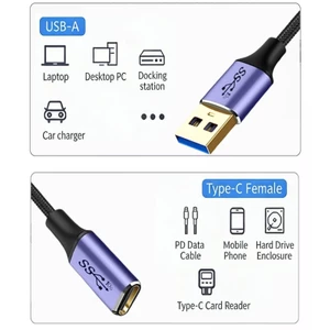 Niki Nylon USB 3 0 Sang Loại C Dây Cáp 5 Chiều Dài Cho PC Điện Di Động