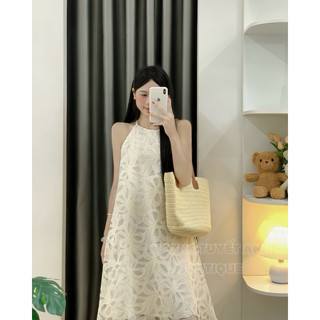 Váy maxi ren trắng dáng suông A sát nách đi biển dạo phố đi chơi du lịch phong cách Hàn Quốc