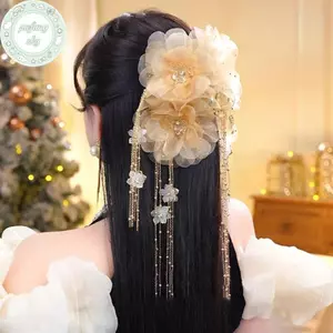 PUSKY Kẹp Tóc Hoa Sen Kim Sa Lấp Lánh - Thanh Lịch và Ngọt Ngào cho Cô Gái Thời Trang