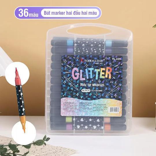 Bút màu Acrylic Marker 48 chiếc 96 màu, Bút đánh dấu đầu lông mềm, vẽ nhiều chất liệu, màu sắc tươi sáng