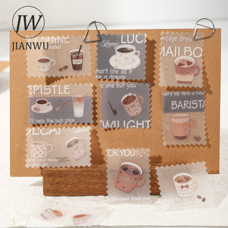 JIANWUHer Cuối Tuần Email Series Vintage Cà Phê Du Lịch Hoa Tem Phong Cảnh Chất Liệu Cắt Dán Sáng Tạo Tạp Chí Văn Phòng Phẩm