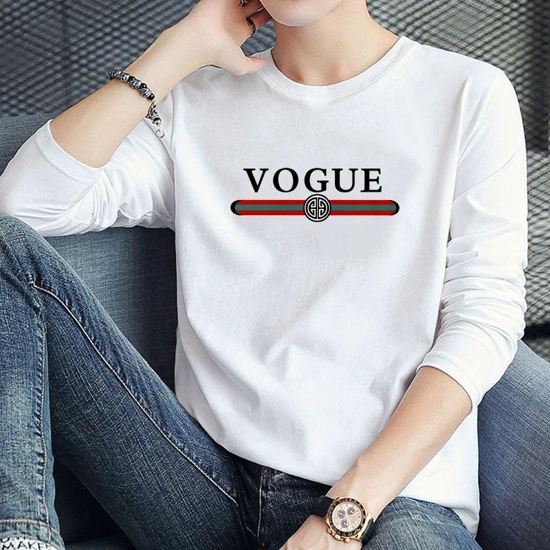 Áo thun nam dài tay cổ tròn in hình Slim Fit lụa sữa thông thường