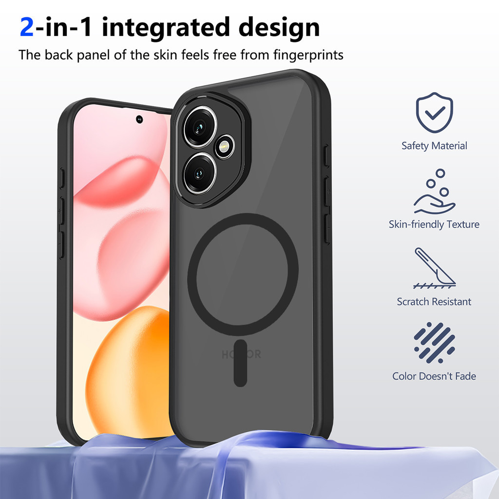 Ốp lưng Honor 400 5G Vỏ thu hút từ tính màu đen mờ cho vỏ điện thoại Honor 400 5G