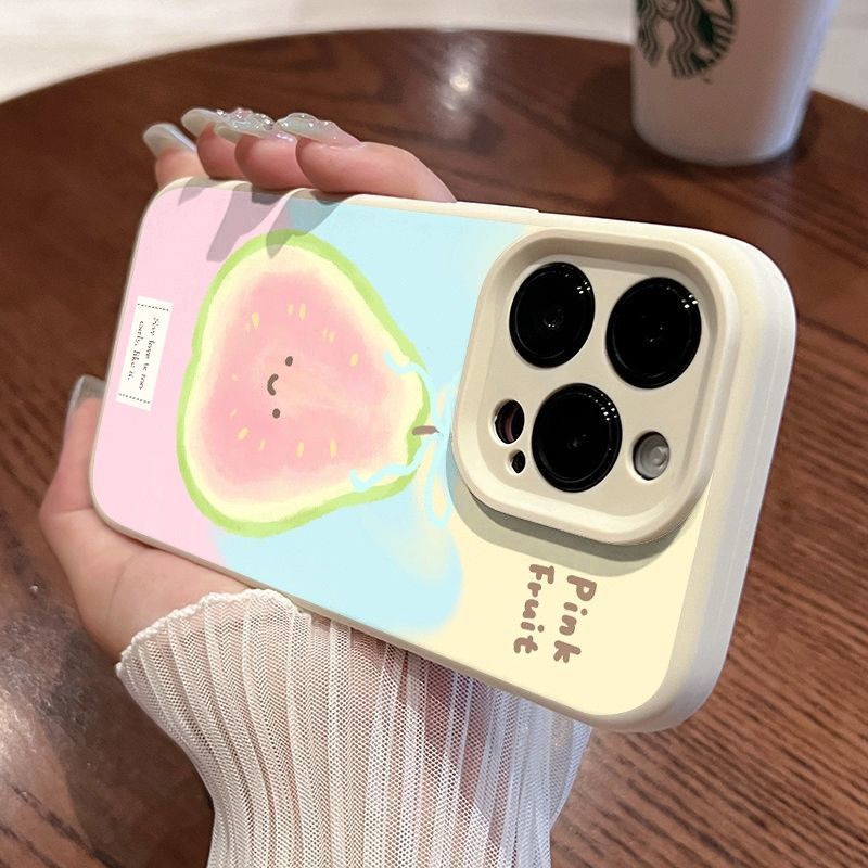 Bánh trái sầu riêng hoạt hình phù hợpvới16vỏ điện thoại iPhone17Airsilicon14/13/11Pro