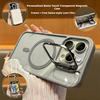Giá Đỡ Hợp Kim Nhôm Vỏ Điện Thoại + Phim Ống Kính Vỏ Từ Tính Sang Trọng Cho iPhone 17 16 15 14 13 12 11 Pro Max Plus