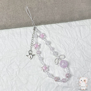 【Chamvn】Dây đeo điện thoại dễ thương cho nữ nơ mặt dây chuyền ốp điện thoại ngắn. đính hạt hình trái tim