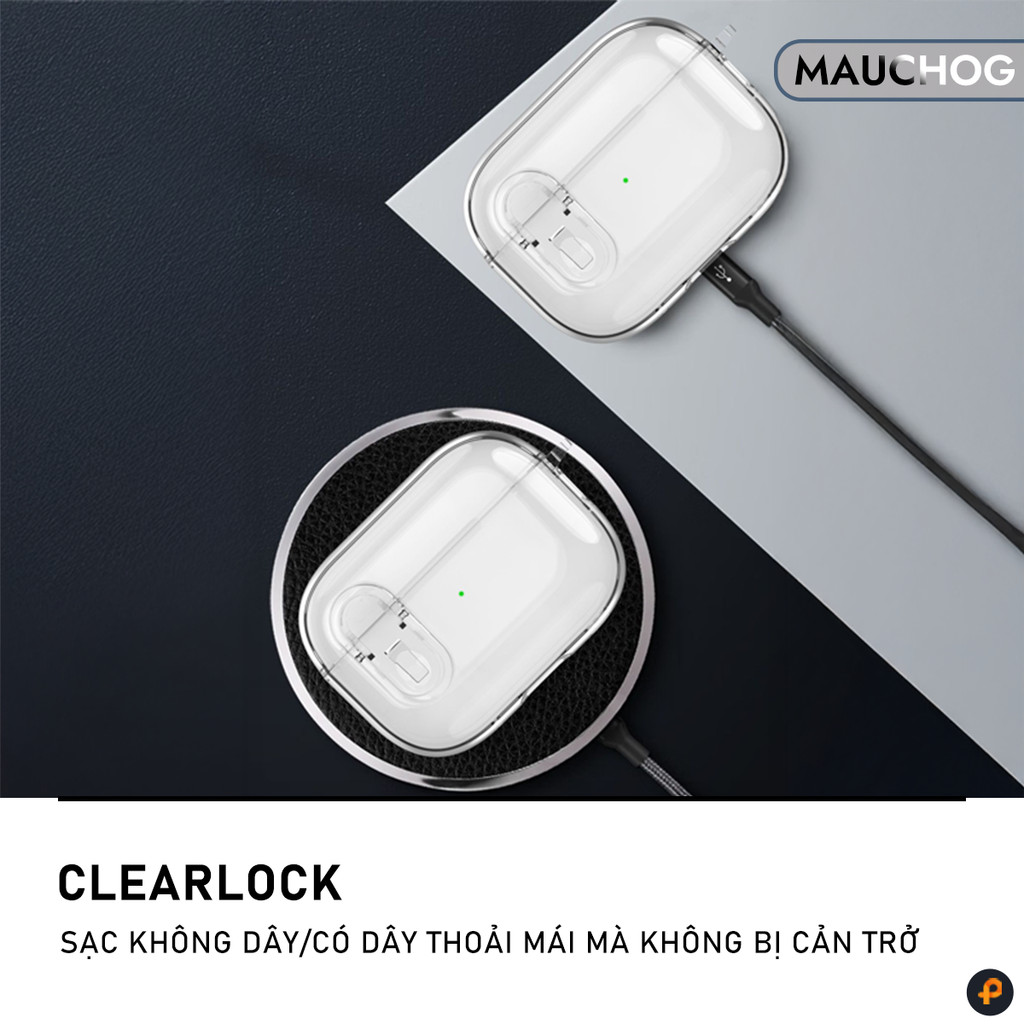 Ốp Case Trong Suốt Có Khóa Chống Rơi Nắp Kèm Móc Treo Cho Tai Nghe Airpods Pro 3 2 Airpods 4