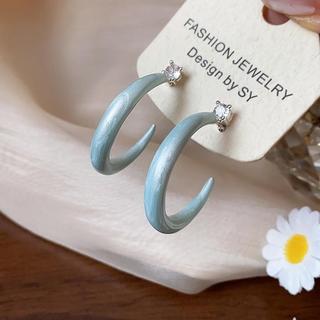 Bông tai hình chữ C nhỏ giọt zircon phong cách Hàn Quốc, thiết kế đơn giản, nữ tính