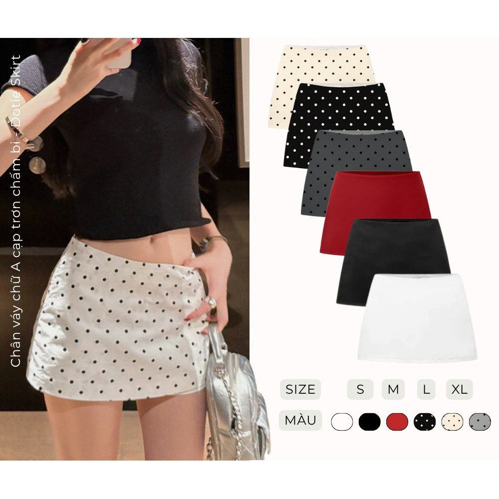 [DEAL MỞ BÁN] - Dottie Skirt - Chân Váy Chấm Bi / Trơn Chữ A Nữ - Kèm Quần Bảo Hộ - Dễ Phối Đồ - Phù Hợp Mùa Hè Mùa Thu