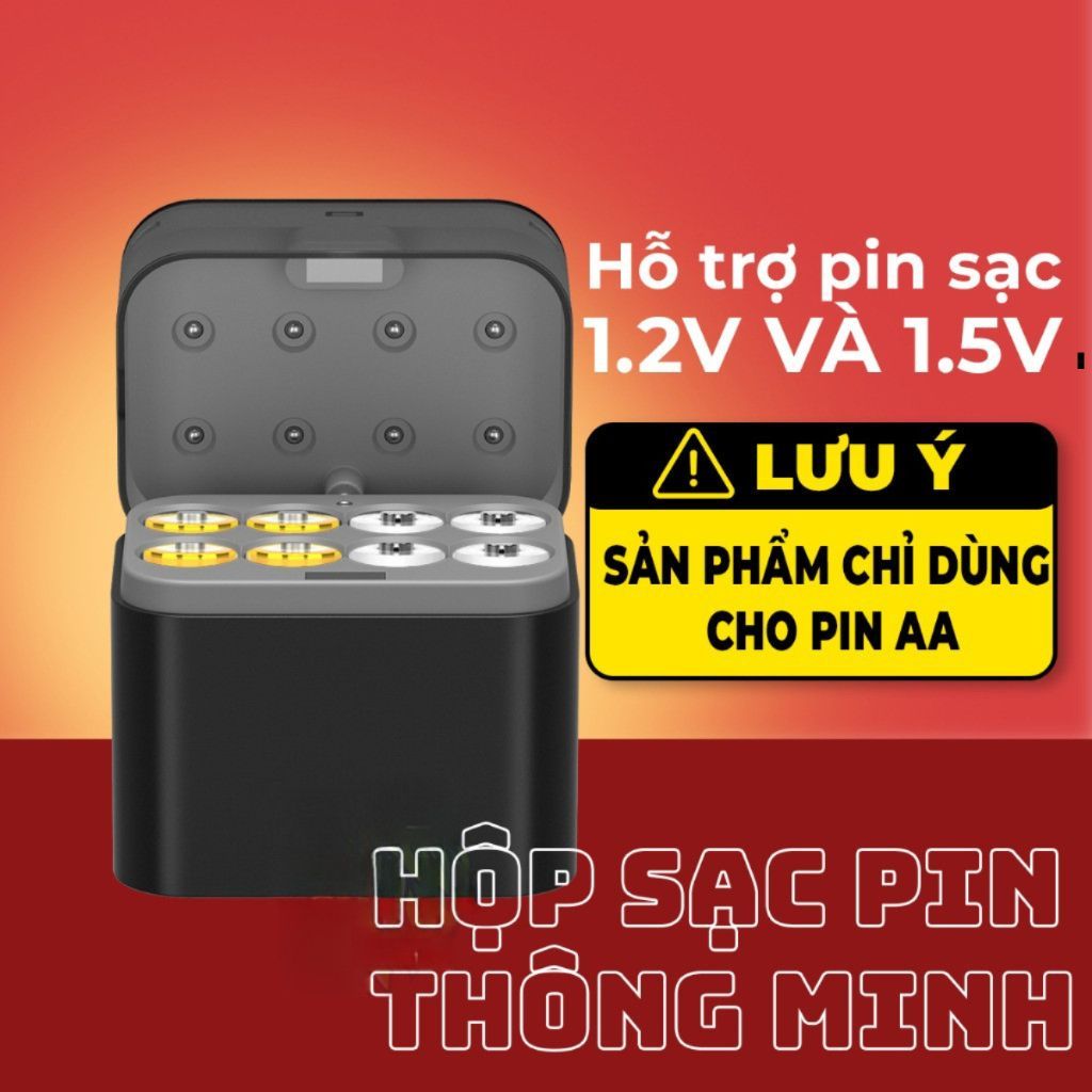 Sạc pin Beston M7038 cho cả loại 1.2V và 1.5V, cổng sạc USB-C tiện lợi, có đèn báo sạc thông minh
