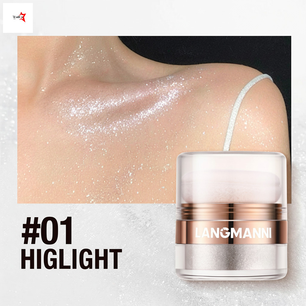 Phấn nền Highlight 4g Kiểm soát dầu nhẹ Phát sáng tự nhiên lâu trôi cho mọi loại da
