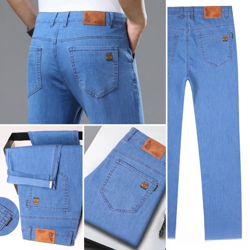 Quần jeans nam siêu mỏng lụa băng, ống rộng co giãn tốt cho mùa hè