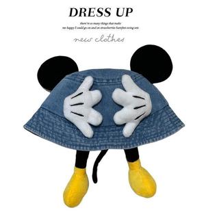 Mũ Xô Nữ Denim Hình Mickey Dễ Thương Với Tai Lớn