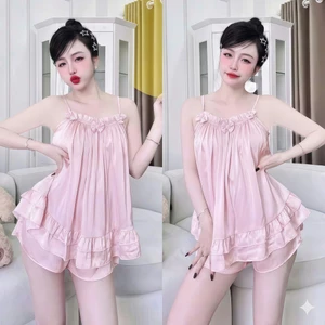 Đồ bộ ngủ nữ mặc nhà hai dây nơ Latin Freesize 45-54kg - cn174